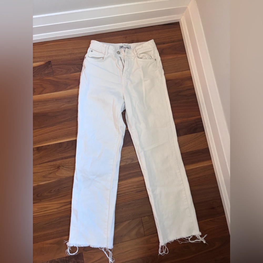 White Zara boot cut jeans